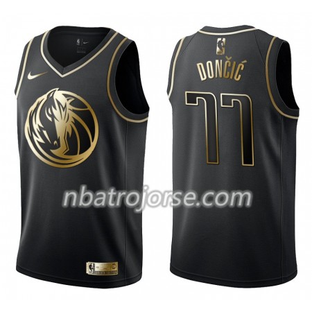 Män Dallas Mavericks Tröja Luka Doncic Nike Svart Guld Edition Swingman